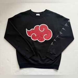Naruto Akatski Anti-Leaf Clouds Crewneck Fleece Sweatshirt Black Size S